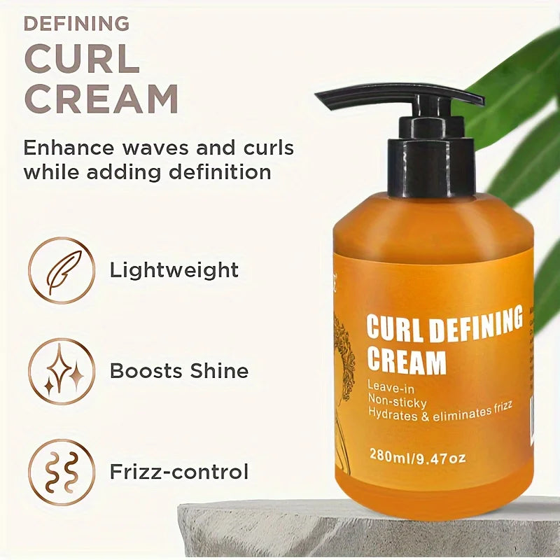 CRÈME DÉFINISSANTE BOUCLES à l'huile d'argan pour cheveux ondulés et bouclés hydratante et revitalisante en profondeur pour brillance et rebond