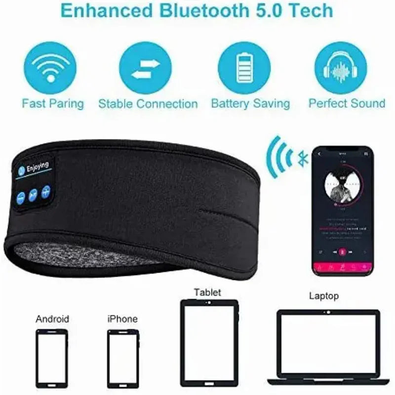 Bluetooth Eye Mask for Sleeping Headphones Sports Headband Thin Soft Elastic Comfortable Wireless Music Earphones