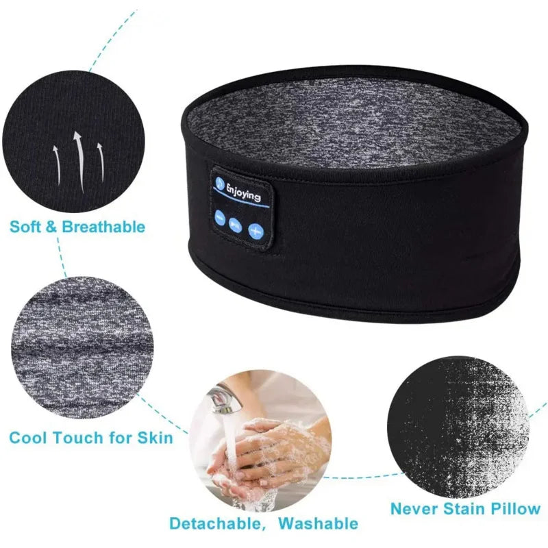 Bluetooth Eye Mask for Sleeping Headphones Sports Headband Thin Soft Elastic Comfortable Wireless Music Earphones