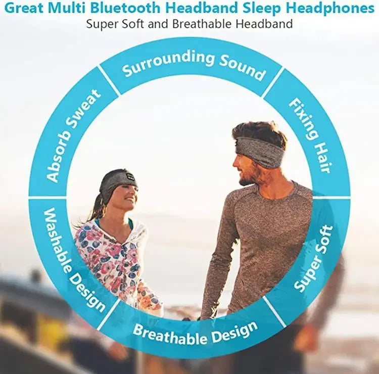 Bluetooth Eye Mask for Sleeping Headphones Sports Headband Thin Soft Elastic Comfortable Wireless Music Earphones