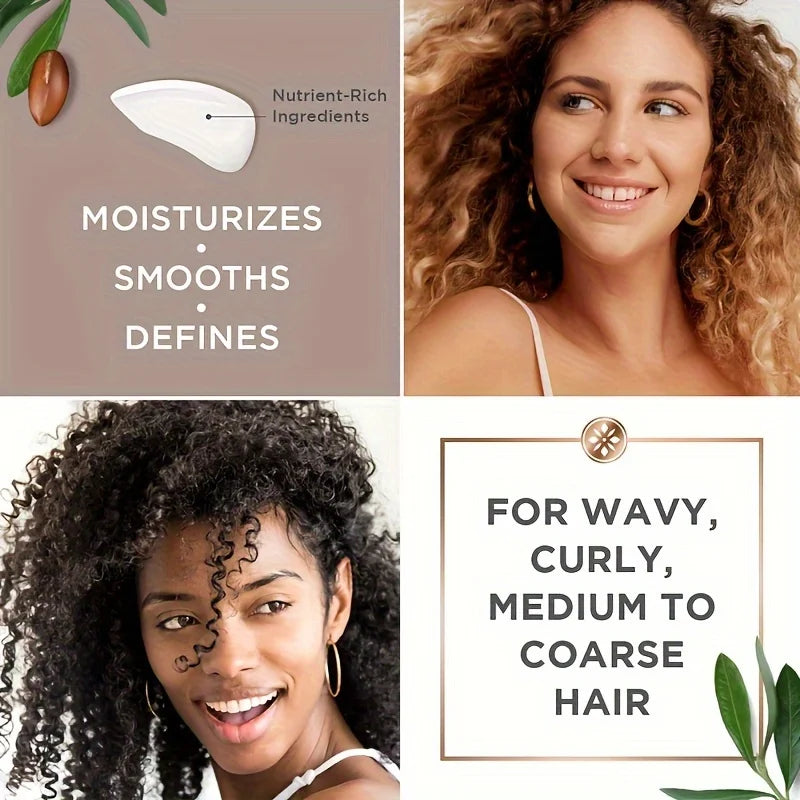 CRÈME DÉFINISSANTE BOUCLES à l'huile d'argan pour cheveux ondulés et bouclés hydratante et revitalisante en profondeur pour brillance et rebond